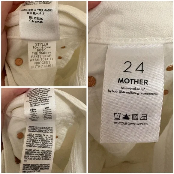 Mother Superior The Smarty Pants Skimp Jeans Totally Innocent White 24 NWT New - Picture 15 of 15